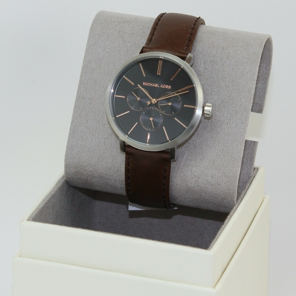 Michael Kors Silver and Brown Chronograph Watch
